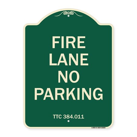 Signmission Texas Fire Lane No Parking Heavy-Gauge Aluminum Architectural Sign, 18" L, 24" H, G-1824-22825 A-DES-G-1824-22825